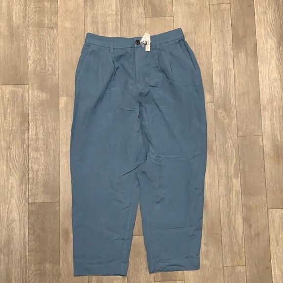 Womens Nwt Madewell Linen Blend Baggy High Rise Cropped Pants - Picture 1 of 8